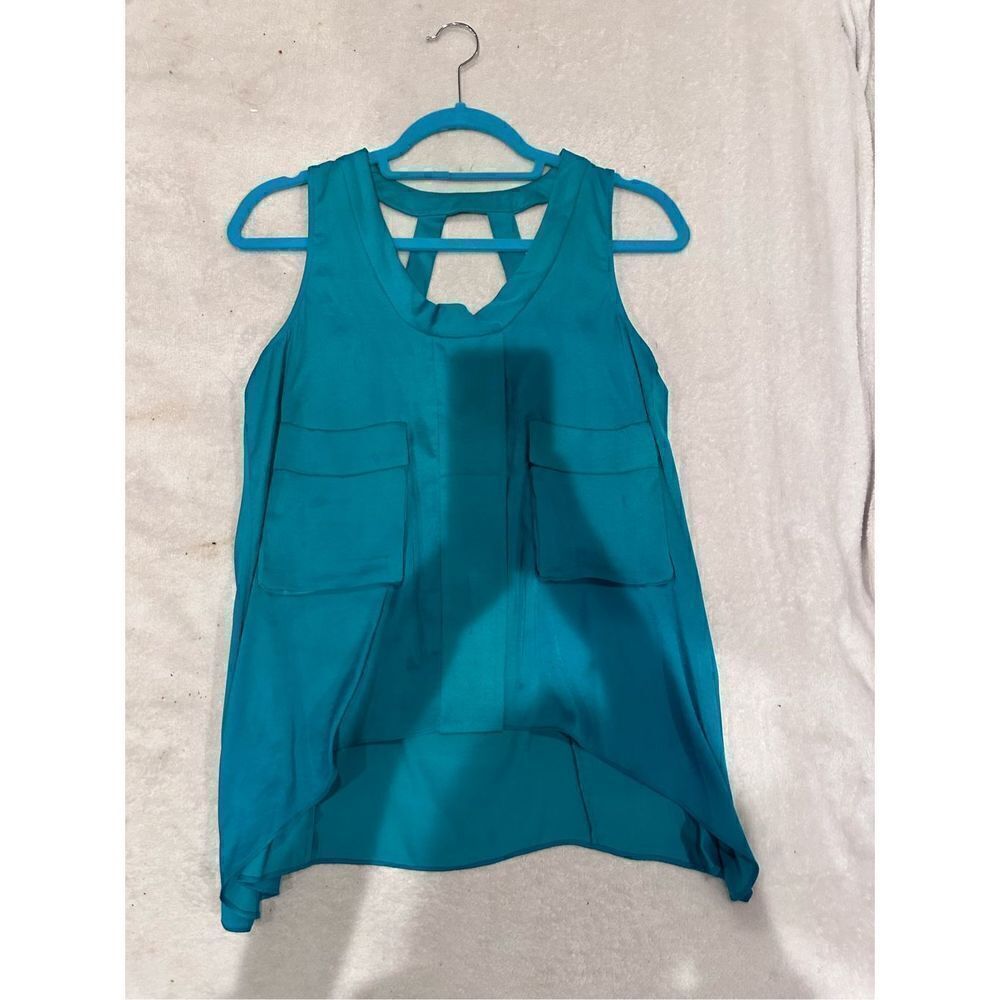 BCBG MAXAZRIA blouse teal blue women’s size XS tank top